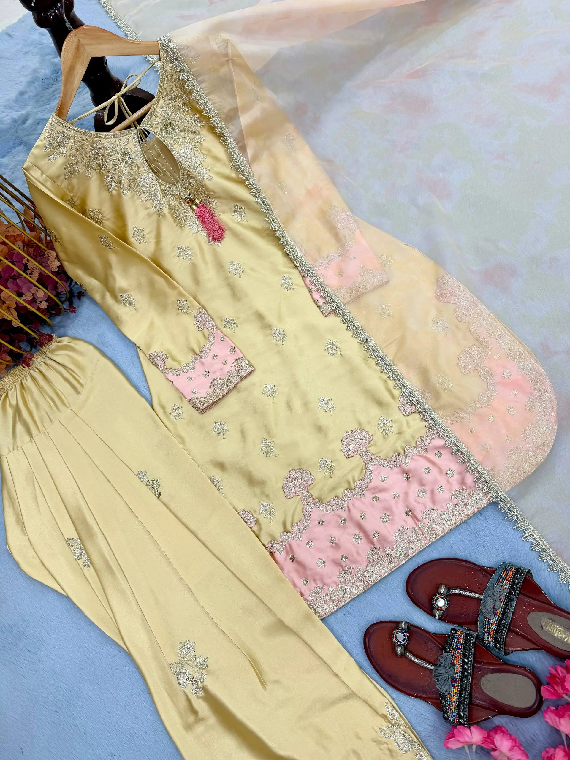 Designer Farshi Palazzo Suit for Festive and Wedding Occasions