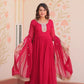 Designer Faux Blooming Georgette Gown with Dupatta – Zari & Sequins Work (Mehroon, Purple, Rani)