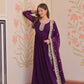 Designer Faux Blooming Georgette Gown with Dupatta – Zari & Sequins Work (Mehroon, Purple, Rani)