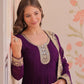 Designer Faux Blooming Georgette Gown with Dupatta – Zari & Sequins Work (Mehroon, Purple, Rani)