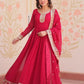 Designer Faux Blooming Georgette Gown with Dupatta – Zari & Sequins Work (Mehroon, Purple, Rani)