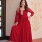 Designer Faux Blooming Georgette Gown with Dupatta – Zari & Sequins Work (Mehroon, Purple, Rani)