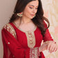 Designer Faux Blooming Georgette Gown with Dupatta – Zari & Sequins Work (Mehroon, Purple, Rani)