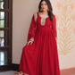 Designer Faux Blooming Georgette Gown with Dupatta – Zari & Sequins Work (Mehroon, Purple, Rani)