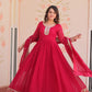 Designer Faux Blooming Georgette Gown with Dupatta – Zari & Sequins Work (Mehroon, Purple, Rani)