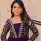 Designer Faux Blooming Gown with Heavy Flair | 12 Meter Layered Anarkali Gown with Sequins & Zari Embroidery – Purple, Rani, Rama