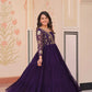 Designer Faux Blooming Gown with Heavy Flair | 12 Meter Layered Anarkali Gown with Sequins & Zari Embroidery – Purple, Rani, Rama