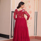 Designer Faux Blooming Gown with Heavy Flair | 12 Meter Layered Anarkali Gown with Sequins & Zari Embroidery – Purple, Rani, Rama