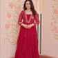 Designer Faux Blooming Gown with Heavy Flair | 12 Meter Layered Anarkali Gown with Sequins & Zari Embroidery – Purple, Rani, Rama