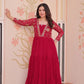 Designer Faux Blooming Gown with Heavy Flair | 12 Meter Layered Anarkali Gown with Sequins & Zari Embroidery – Purple, Rani, Rama