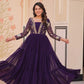 Designer Faux Blooming Gown with Heavy Flair | 12 Meter Layered Anarkali Gown with Sequins & Zari Embroidery – Purple, Rani, Rama