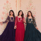 Designer Faux Blooming Gown with Heavy Flair | 12 Meter Layered Anarkali Gown with Sequins & Zari Embroidery – Purple, Rani, Rama