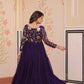 Designer Faux Blooming Gown with Heavy Flair | 12 Meter Layered Anarkali Gown with Sequins & Zari Embroidery – Purple, Rani, Rama