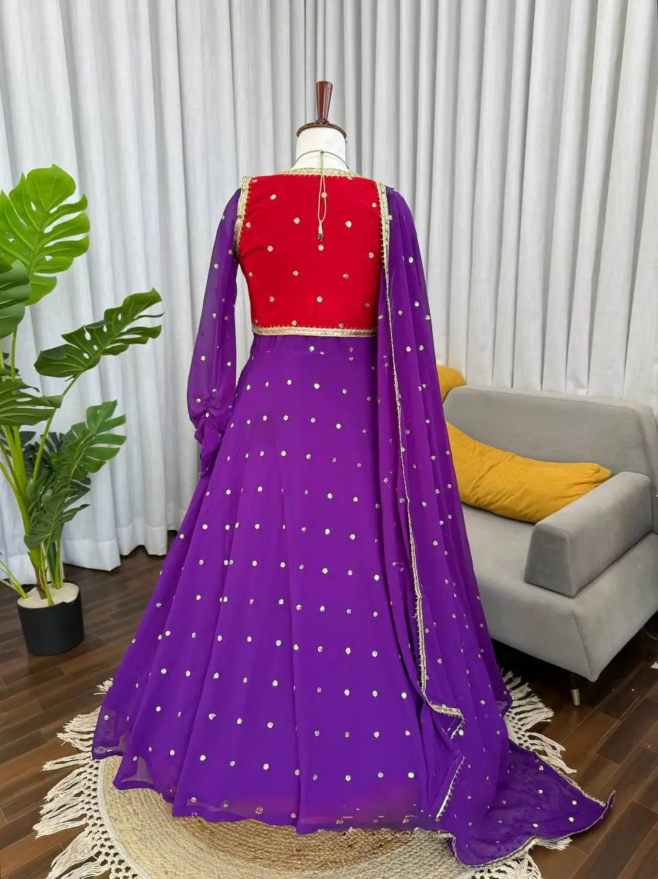 Designer Faux Georgette Anarkali Suit Set with Koti and Dupatta