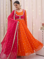 Designer Faux Georgette Anarkali Suit Set with Koti and Dupatta