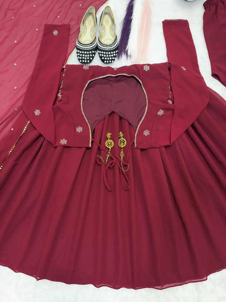 Designer Faux Georgette Anarkali Suit for Festive and Occasion Wear