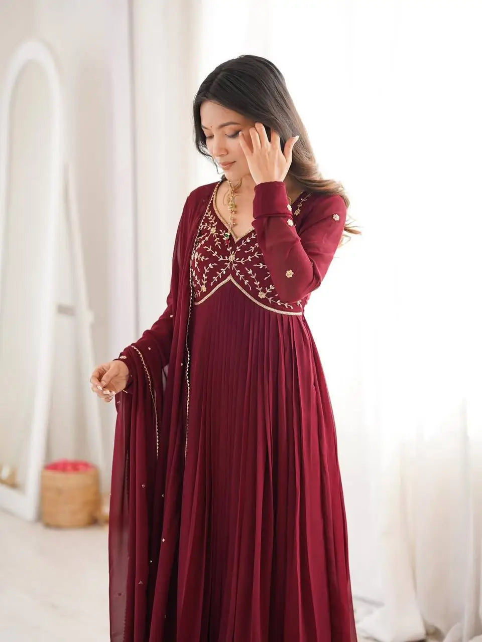Designer Faux Georgette Anarkali Suit for Festive and Occasion Wear