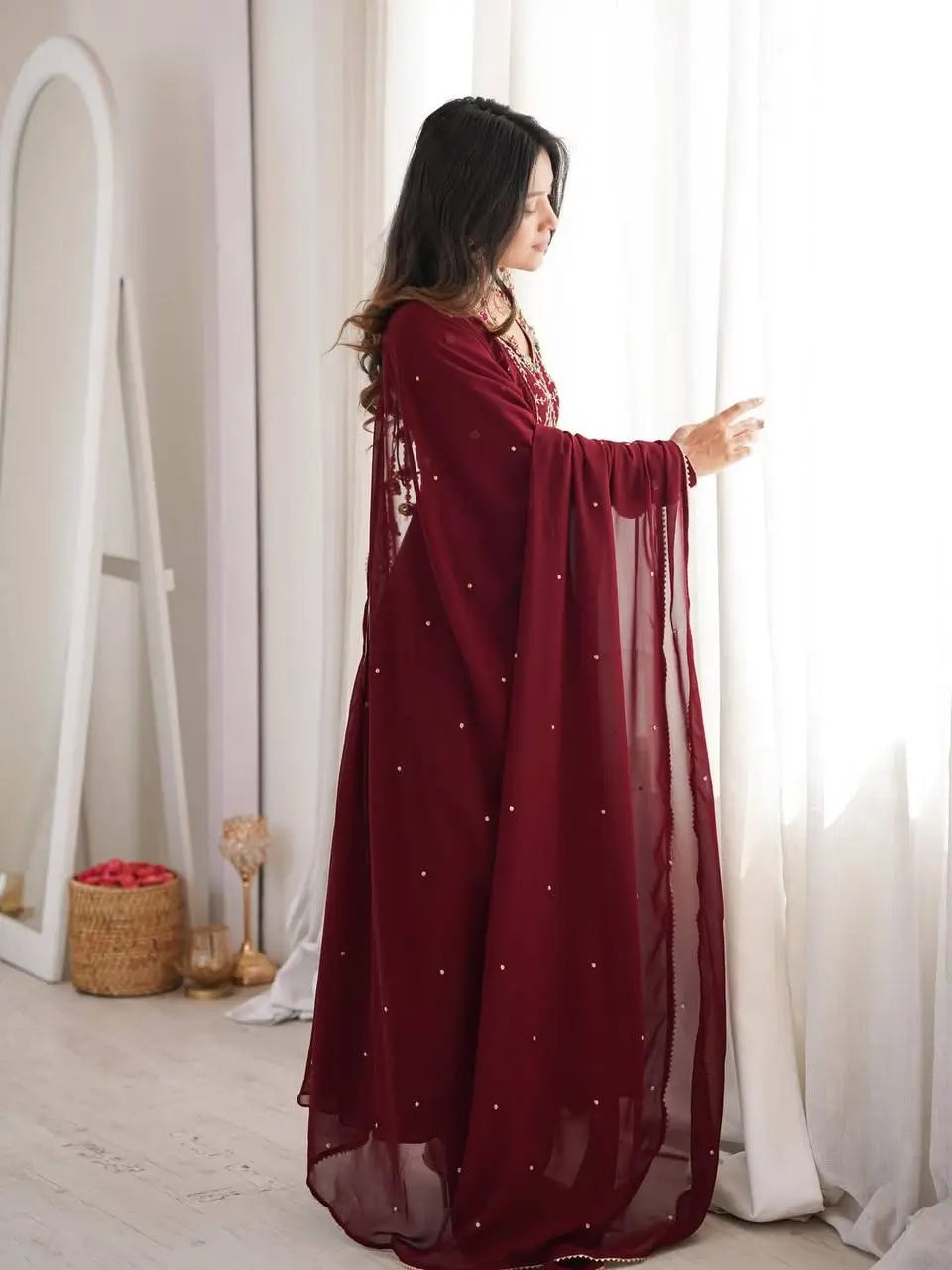 Designer Faux Georgette Anarkali Suit for Festive and Occasion Wear