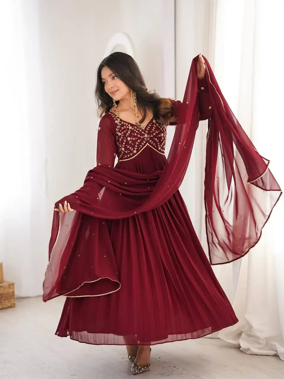 Designer Faux Georgette Anarkali Suit for Festive and Occasion Wear