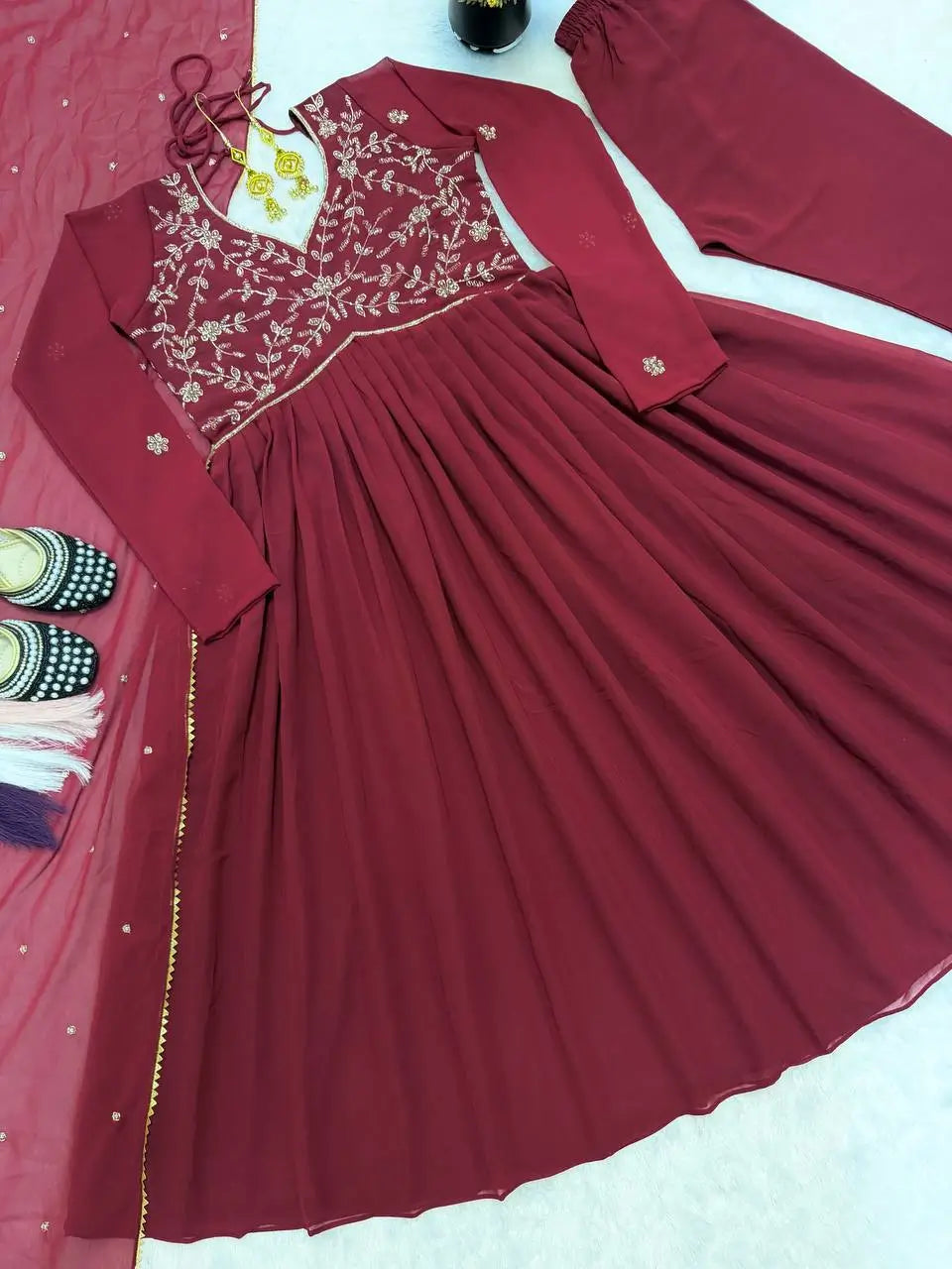 Designer Faux Georgette Anarkali Suit for Festive and Occasion Wear