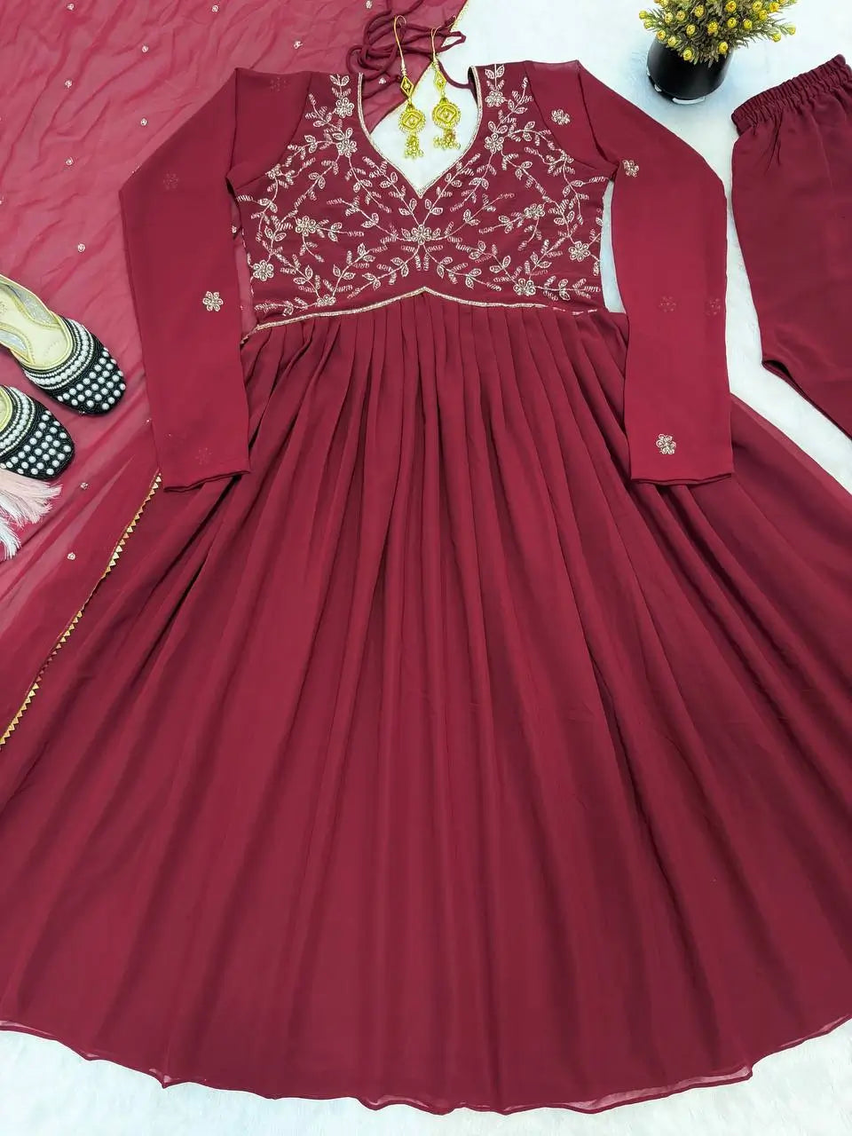 Designer Faux Georgette Anarkali Suit for Festive and Occasion Wear