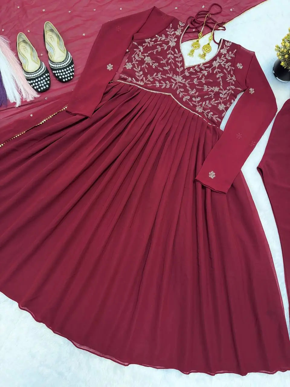 Designer Faux Georgette Anarkali Suit for Festive and Occasion Wear