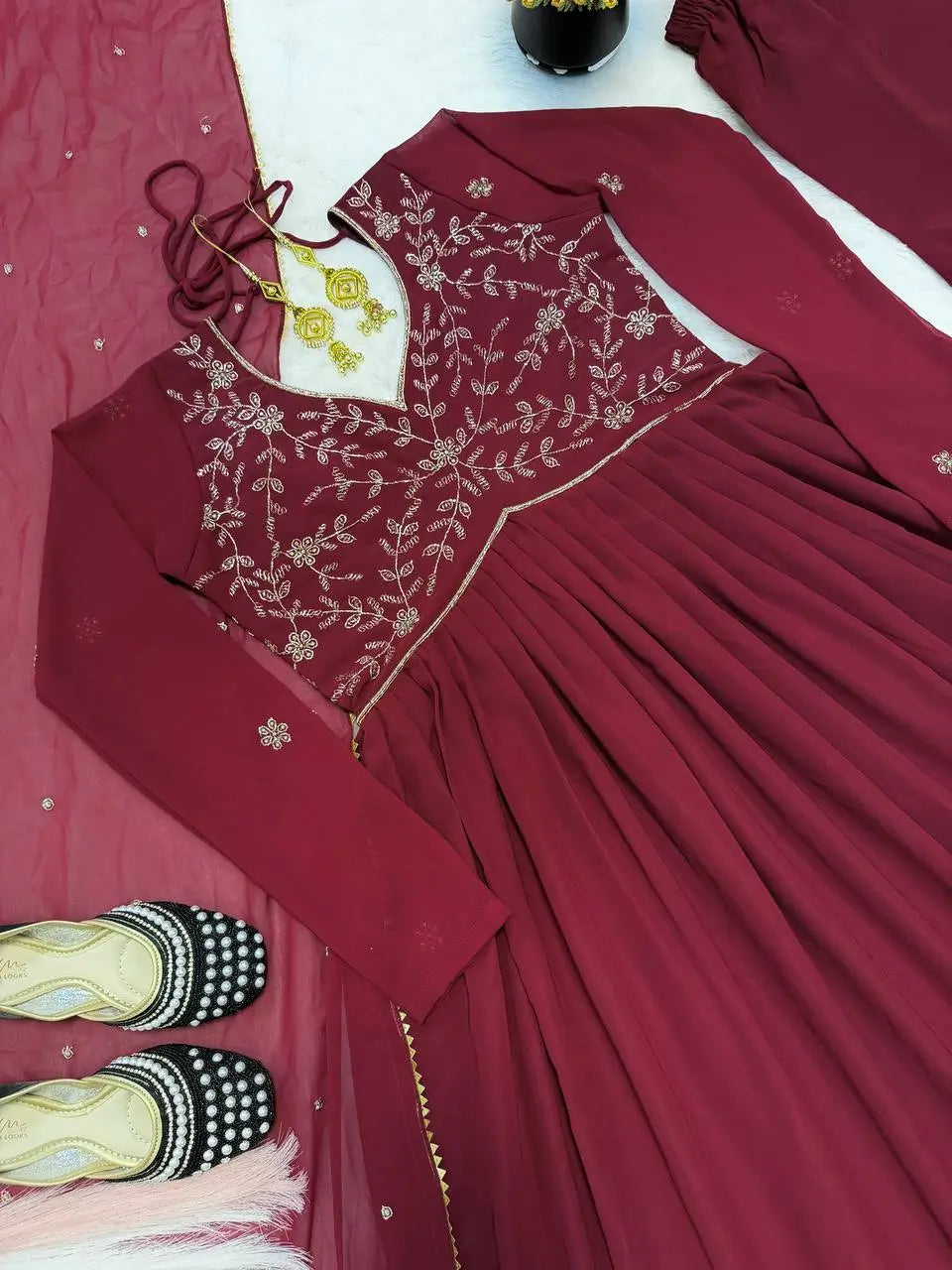 Designer Faux Georgette Anarkali Suit for Festive and Occasion Wear