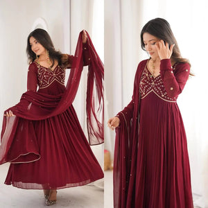 Designer Faux Georgette Anarkali Suit for Festive and Occasion Wear
