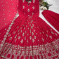 Designer Faux Georgette Embroidered Anarkali Gown Set