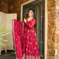 Designer Faux Georgette Embroidered Anarkali Gown Set