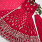 Designer Faux Georgette Embroidered Anarkali Gown Set