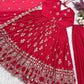 Designer Faux Georgette Embroidered Anarkali Gown Set
