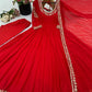 Designer Faux Georgette Embroidered Anarkali Set