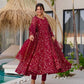 Designer Faux Georgette Embroidered Gown Set