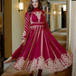 Designer Faux Georgette Embroidered Gown Set