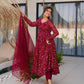 Designer Faux Georgette Embroidered Gown Set