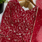 Designer Faux Georgette Embroidered Gown Set