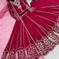 Designer Faux Georgette Embroidered Gown Set