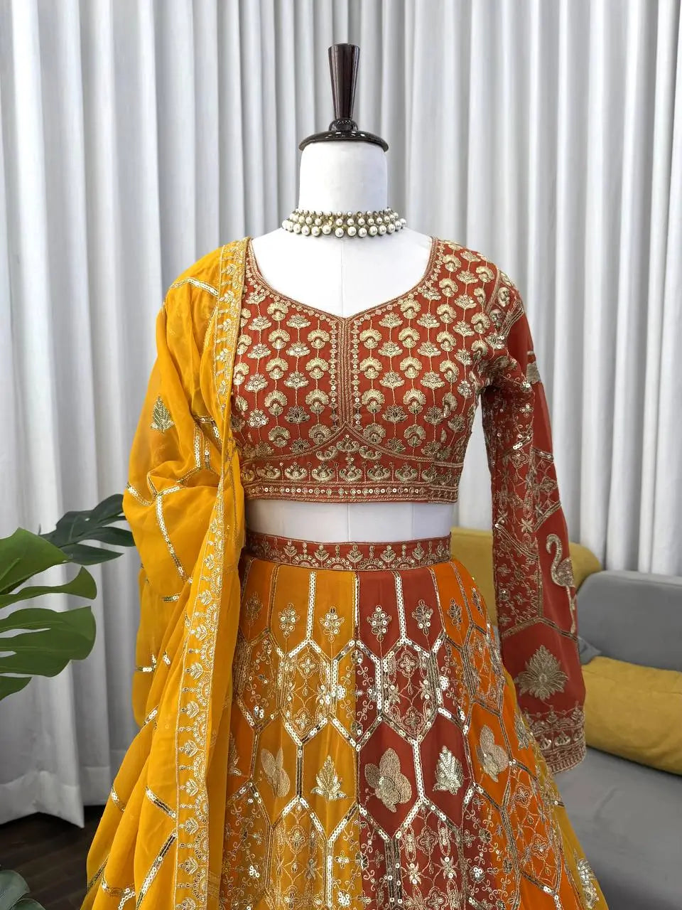 Designer Faux Georgette Embroidered Lehenga Choli with Dupatta