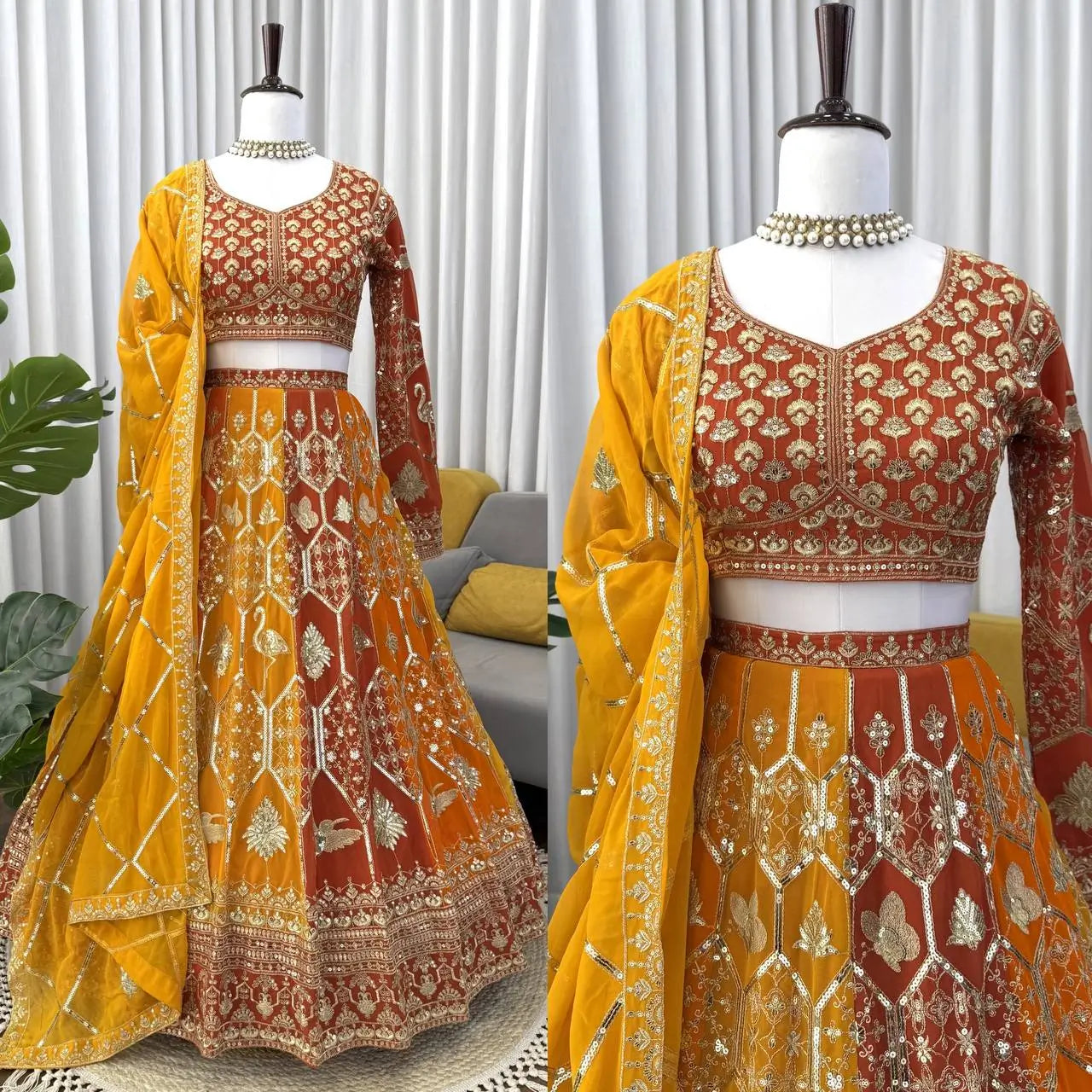 Designer Faux Georgette Embroidered Lehenga Choli with Dupatta