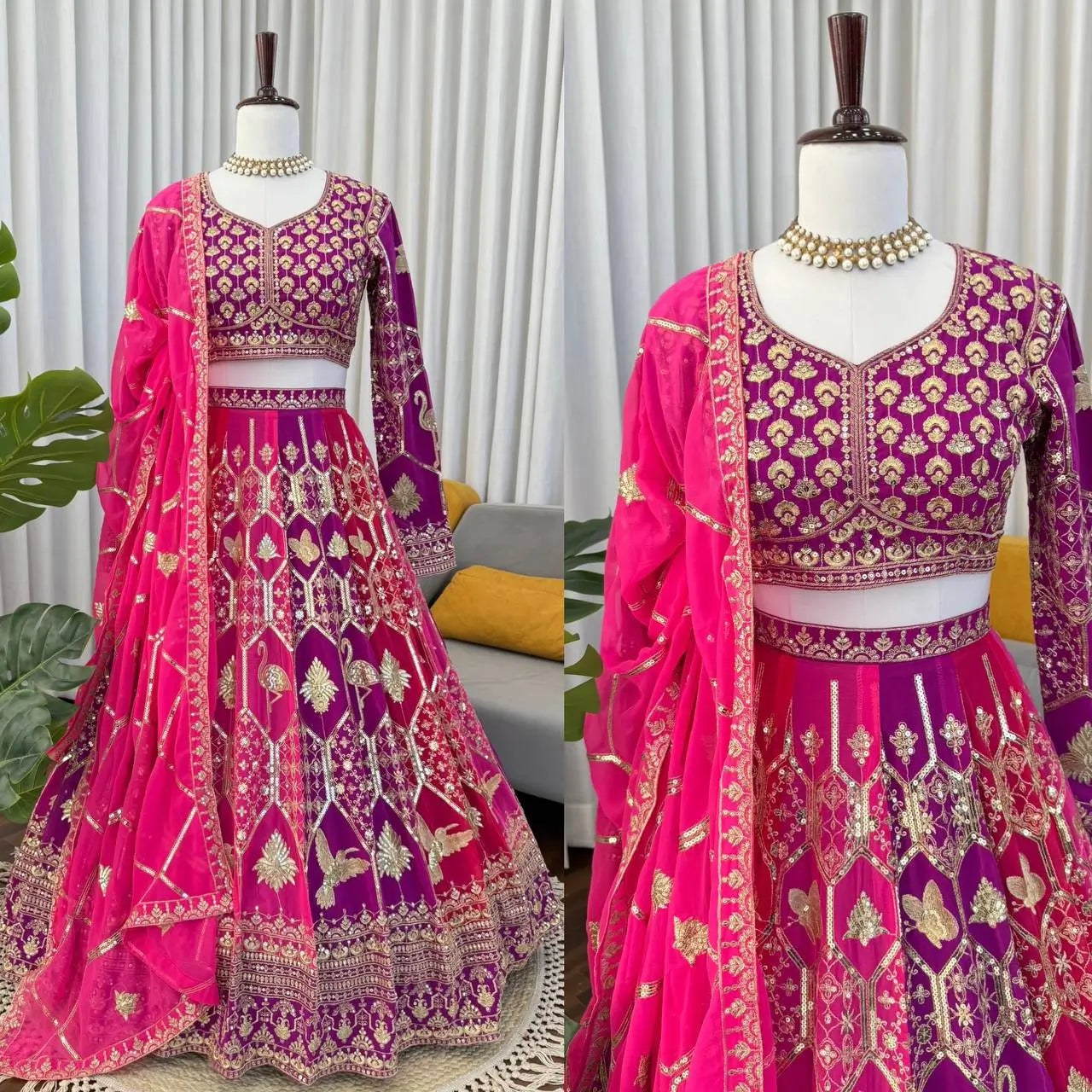 Designer Faux Georgette Embroidered Lehenga Choli with Dupatta
