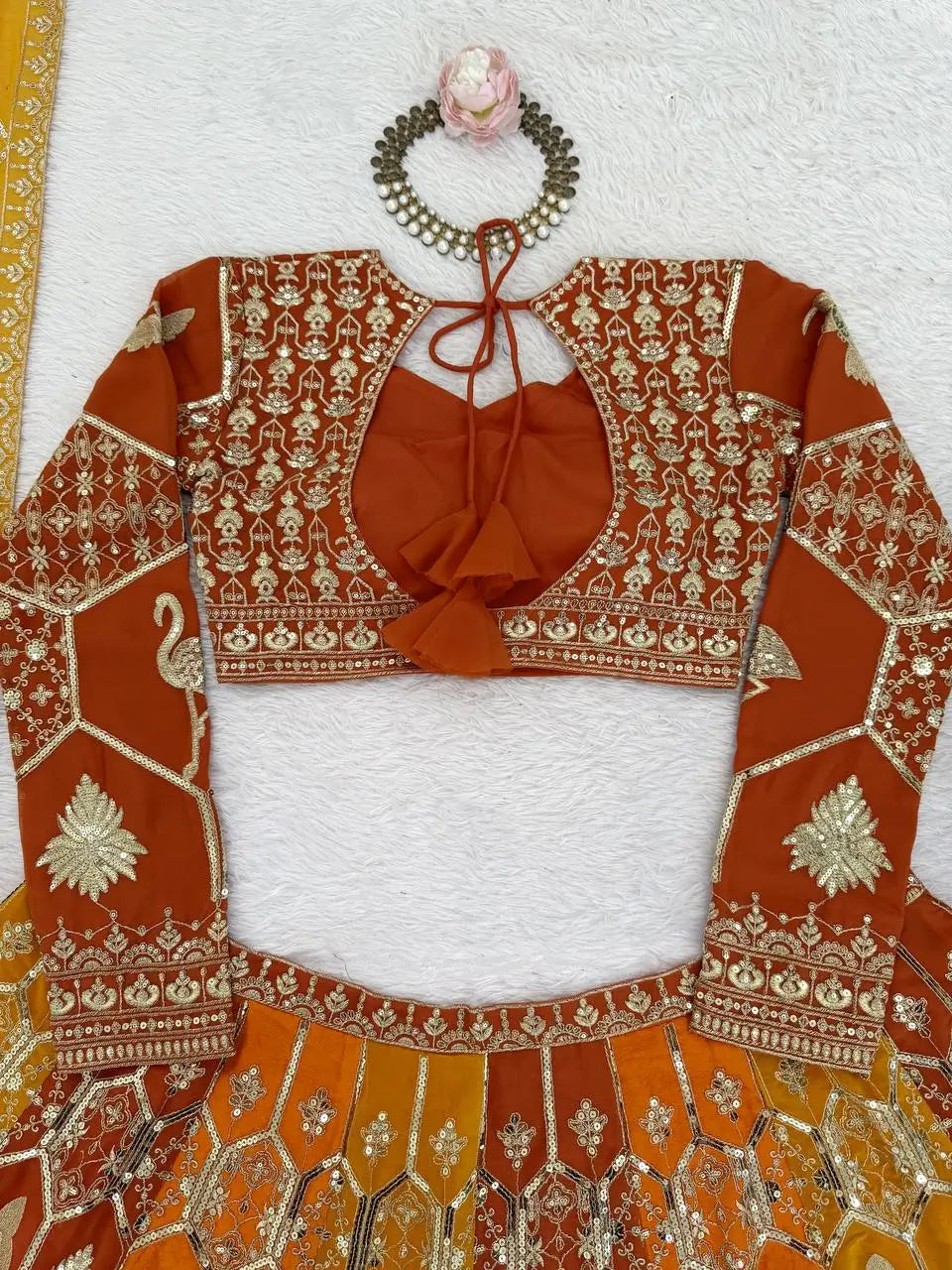 Designer Faux Georgette Embroidered Lehenga Choli with Dupatta