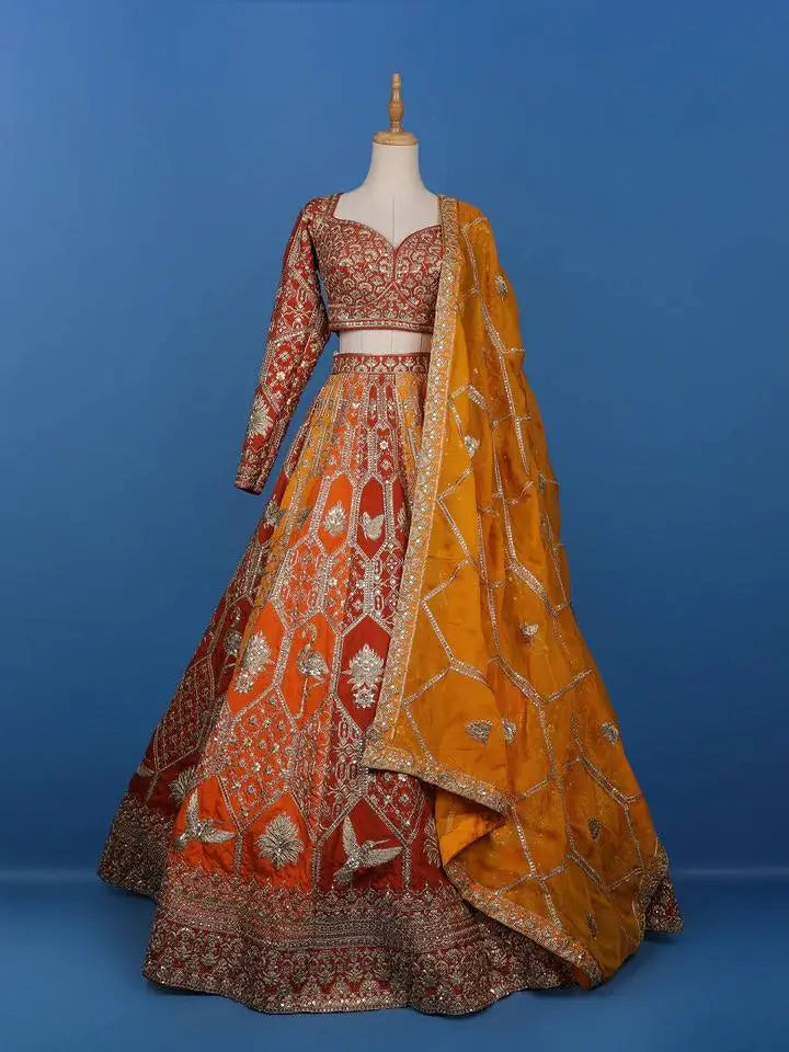 Designer Faux Georgette Embroidered Lehenga Choli with Dupatta