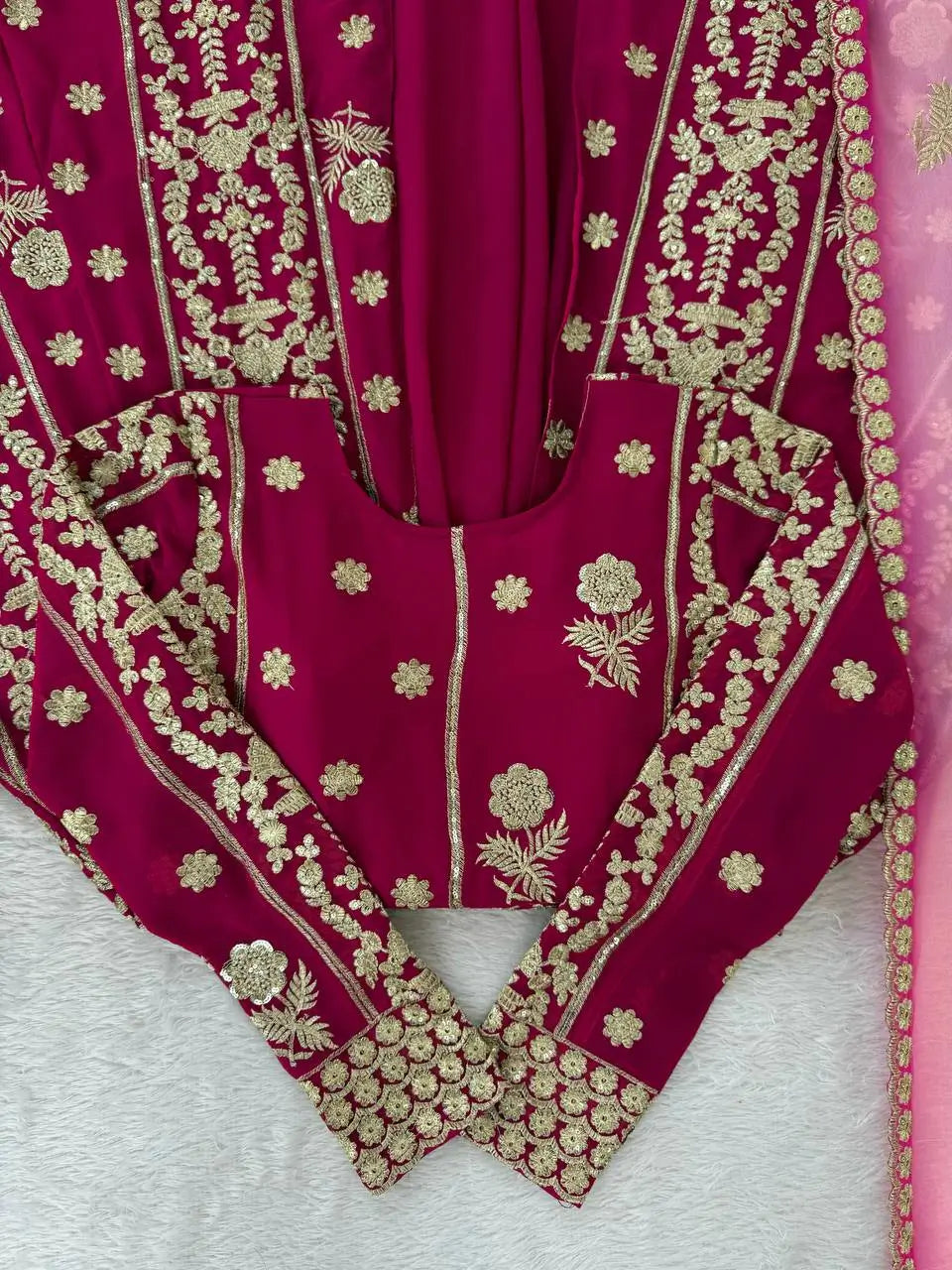 Designer Faux Georgette Embroidered Lehenga Set