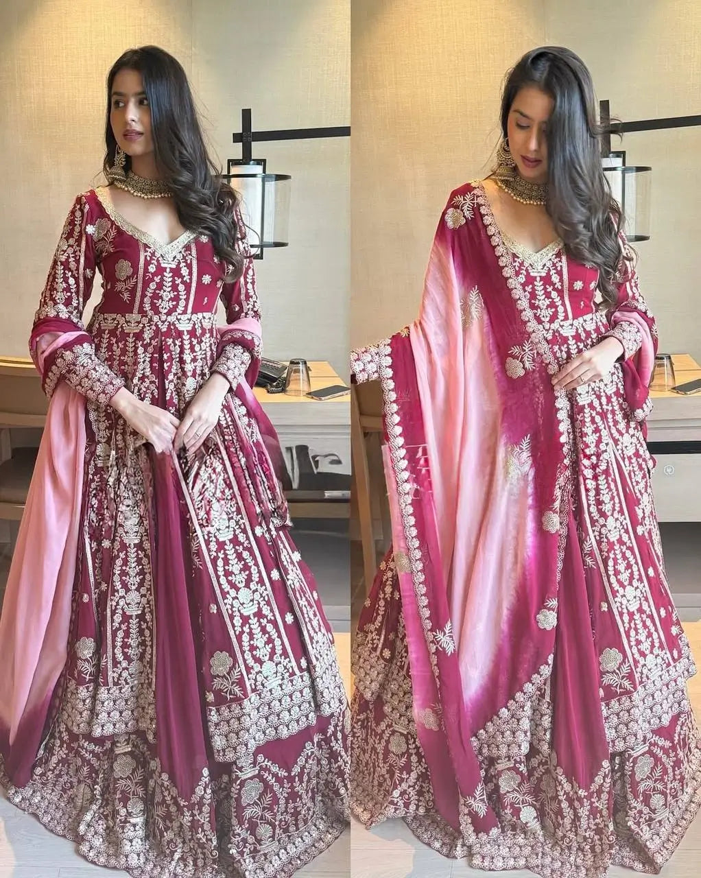 Designer Faux Georgette Embroidered Lehenga Set