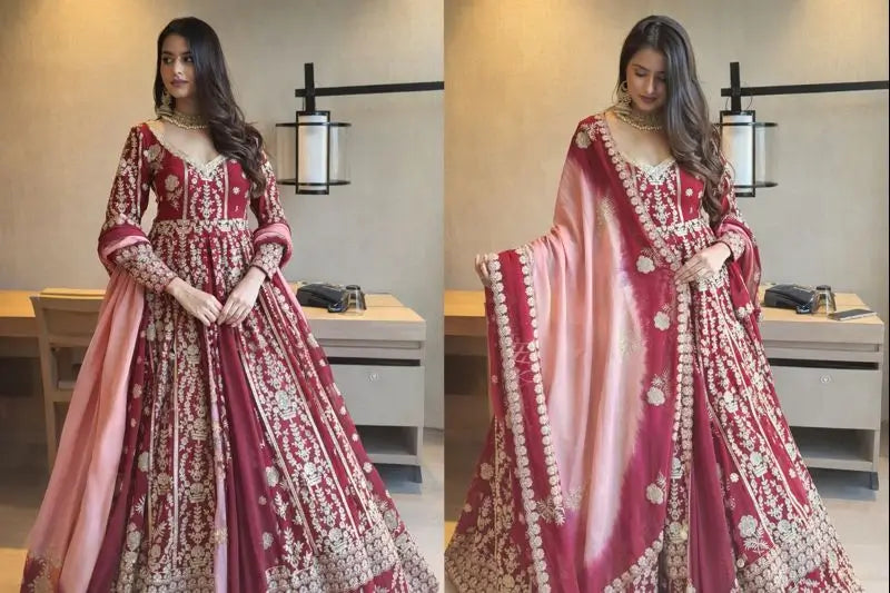 Designer Faux Georgette Embroidered Lehenga Set