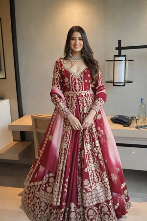 Designer Faux Georgette Embroidered Lehenga Set