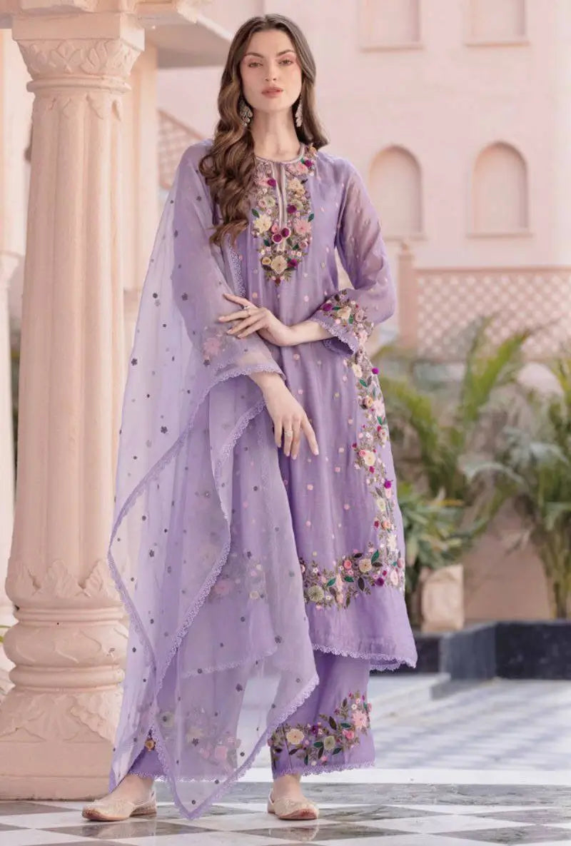 Designer Faux Georgette Embroidered Palazzo Set