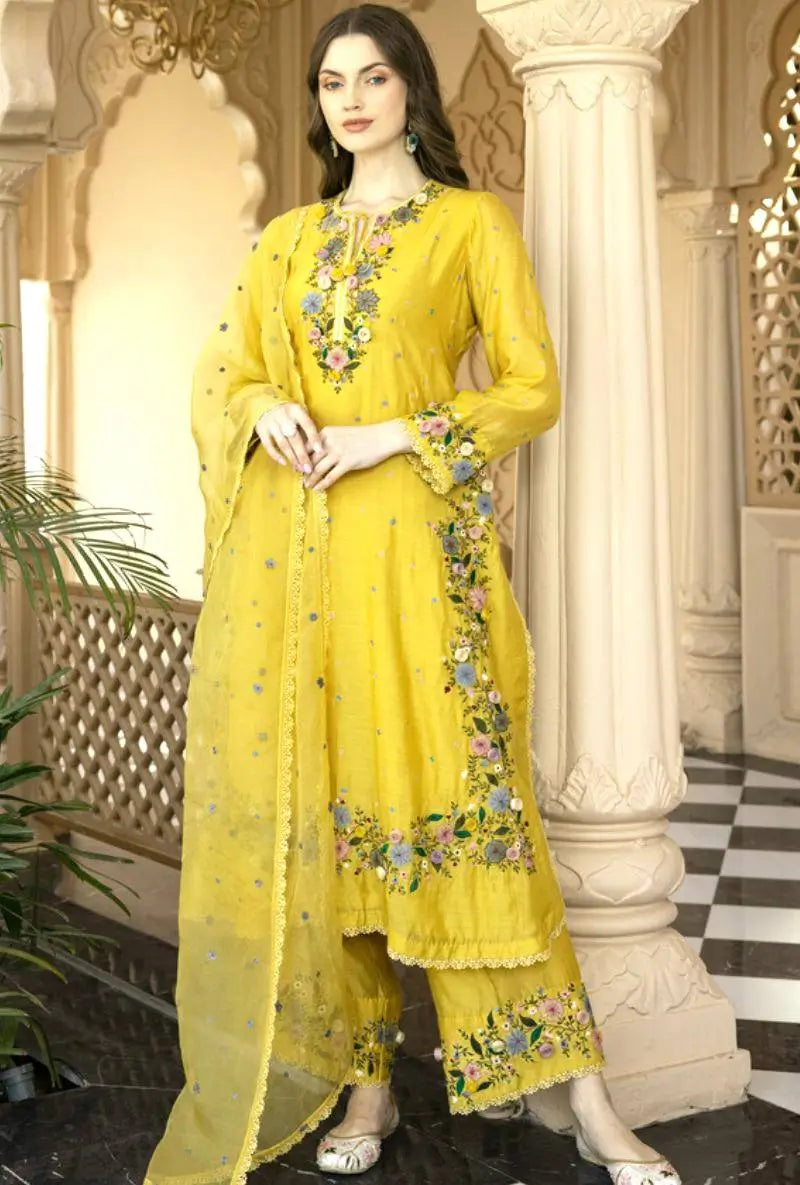 Designer Faux Georgette Embroidered Palazzo Set