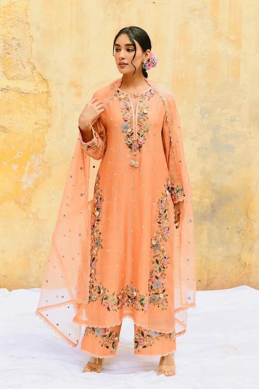 Designer Faux Georgette Embroidered Palazzo Set